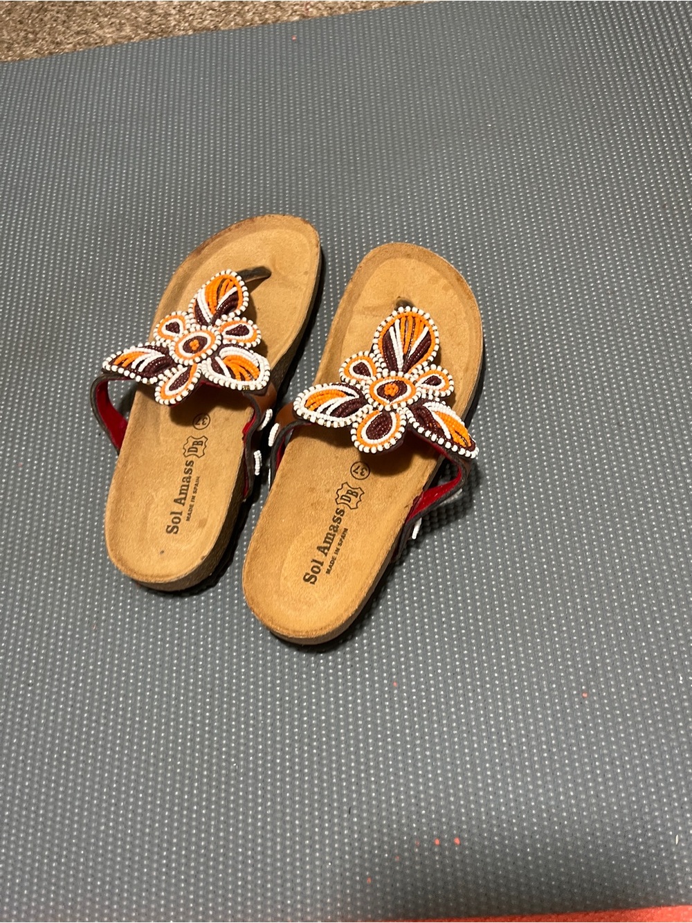 Women’s Tan Beaded Butterfly Slide Sandals
